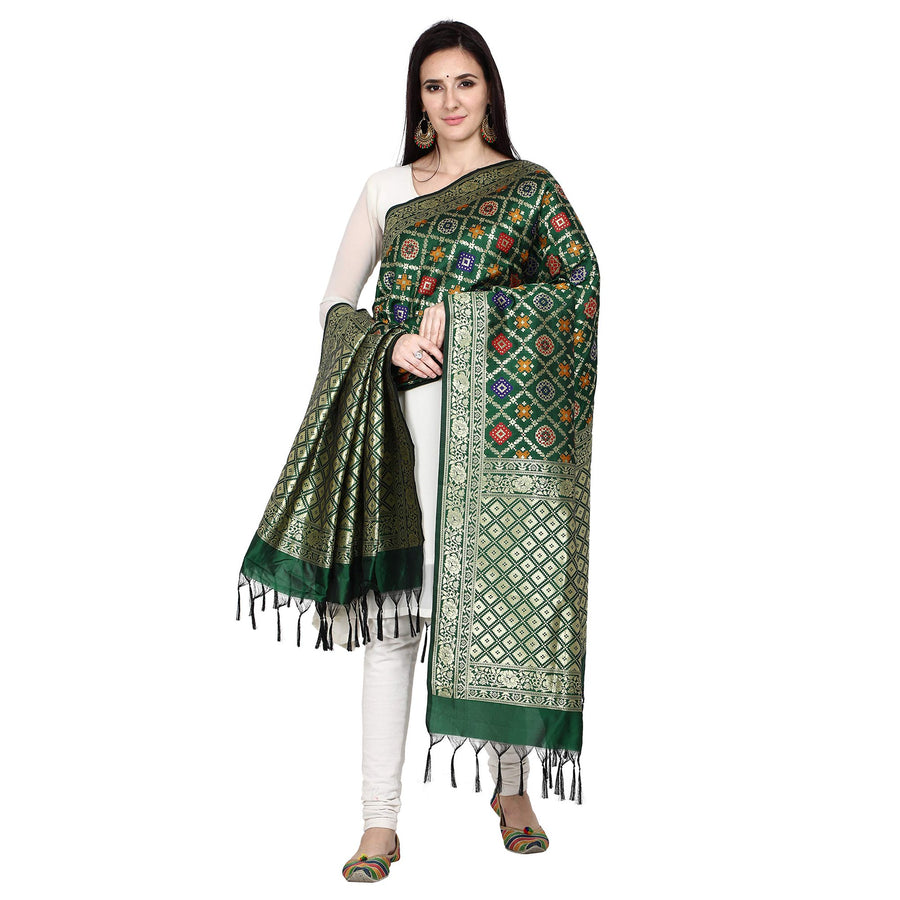Kapaaha Green Banarasi Silk Dupatta