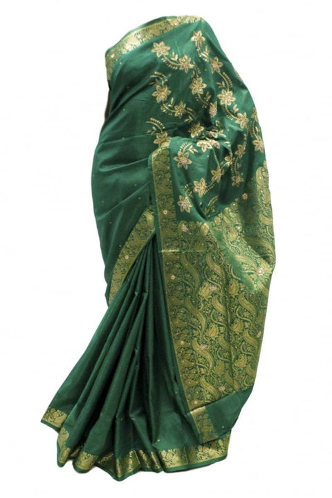 Krishna Sarees Green Banarasi Silk Saree