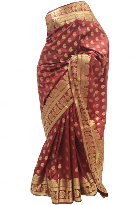 Krishna Sarees Maroon Art Silk Saree