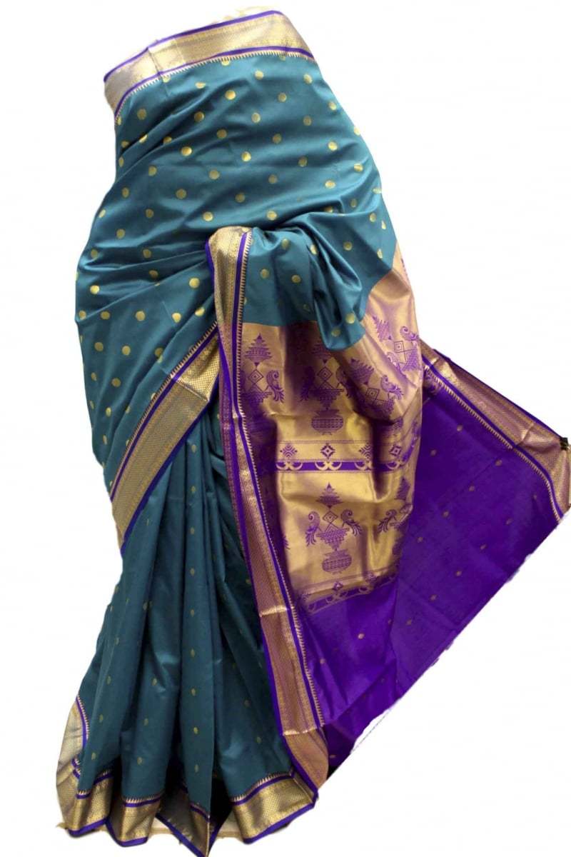 Krishna Sarees Teal Art Silk Saree