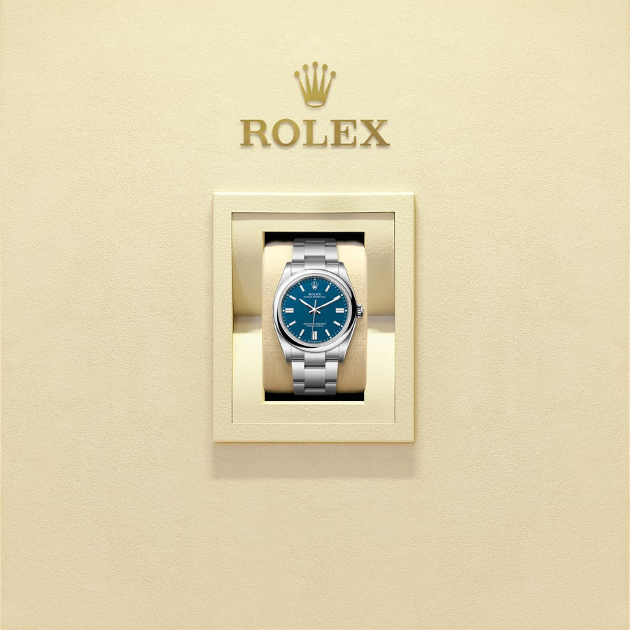 Unworn 2025, Oyster Perpetual, Oystersteel 41mm, Blue dial, Domed Oyster, Ref# 134300-0009, box and papers