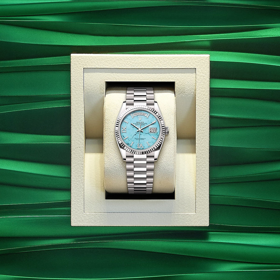 Day-Date 36, 18k White Gold with Diamond-set, 36mm, Ref# 128239-0044