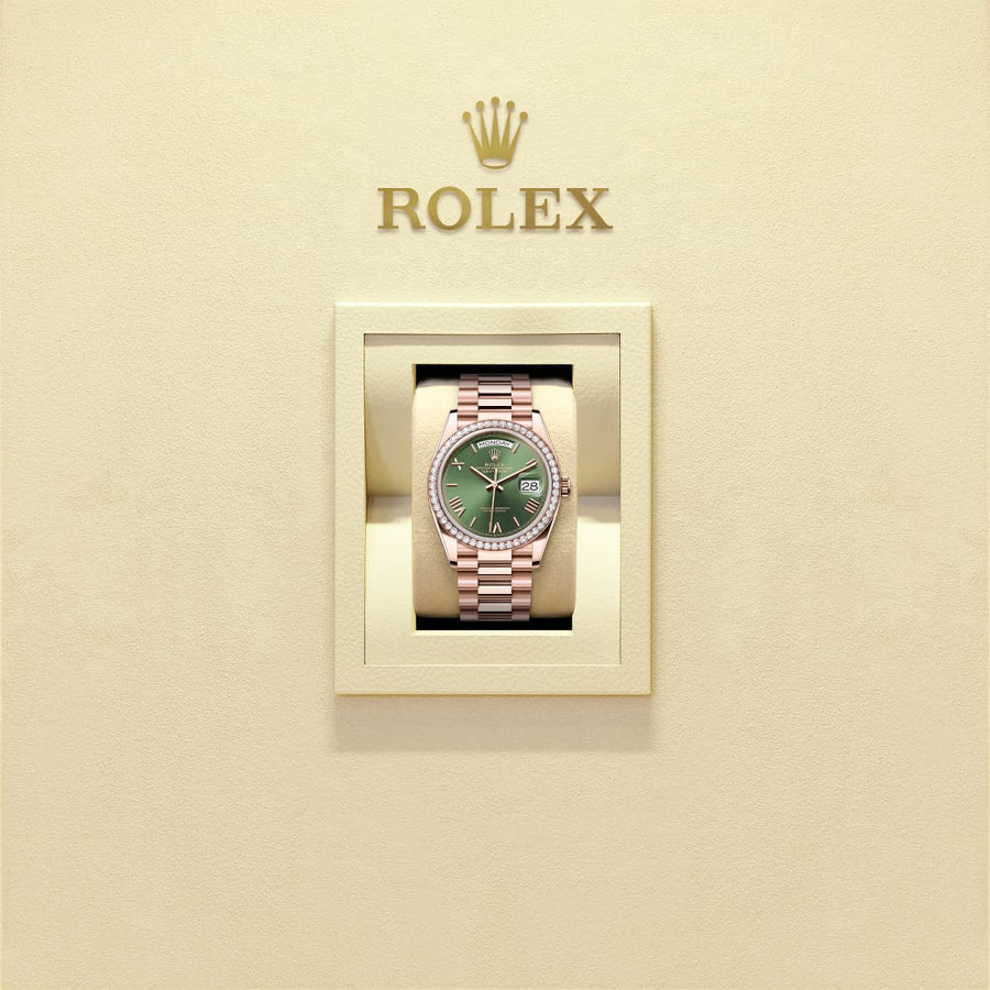 Unworn 2025, Day-Date 36, 18k Everose Gold and Diamond-set, 36mm, Ref# 128345rbr-0085, box and papers