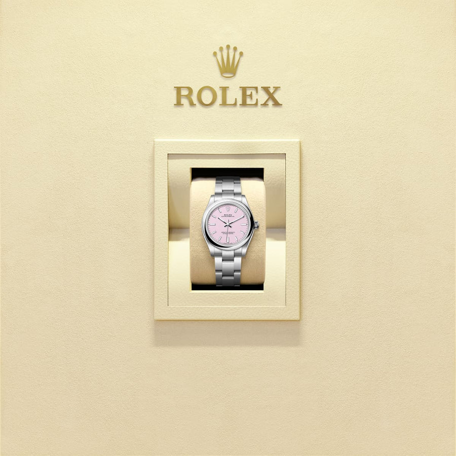 Unworn 2025, Oyster Perpetual, Oystersteel, 31mm, Candy pink dial, Domed Oyster, Ref# 277200-0009, box and papers