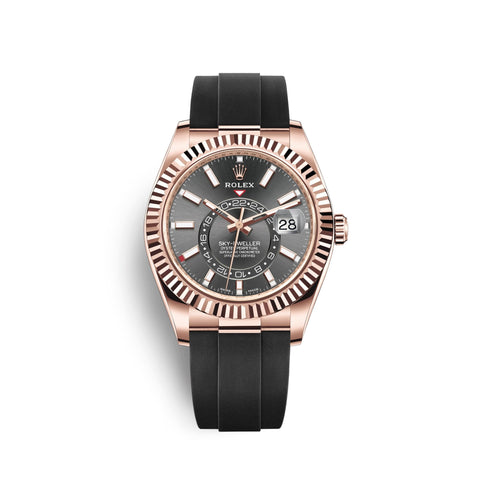 Sky-Dweller 42mm, 18k Everose Gold, Oysterflex, Ref# 326235-0006