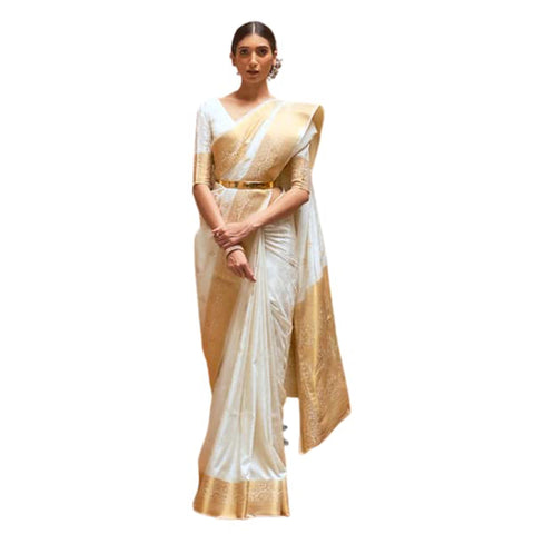 Nishtha Chadda Gold Banarasi Silk Saree