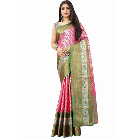 Nishtha Chadda Pink Banarasi Silk Saree