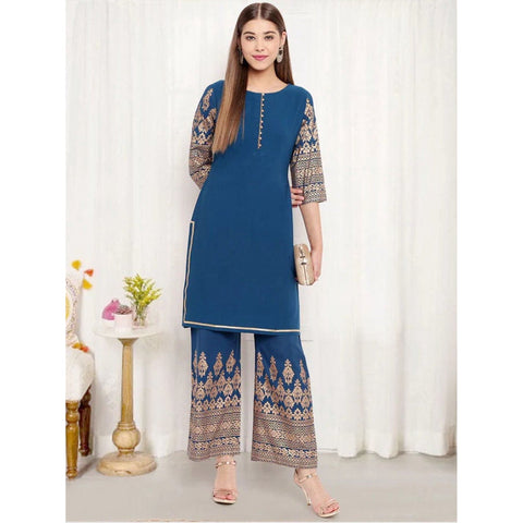 Nishtha Chadda Teal Crepe Salwar Suit