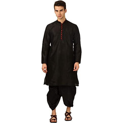 Royal Kurta Black Art Silk Kurta Set