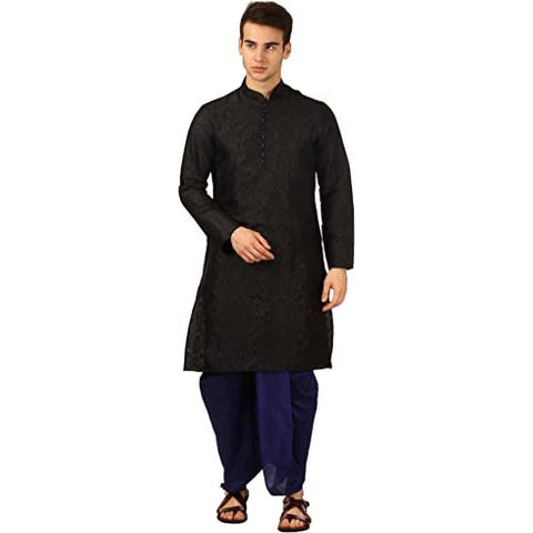 Royal Kurta Black Silk Kurta Set