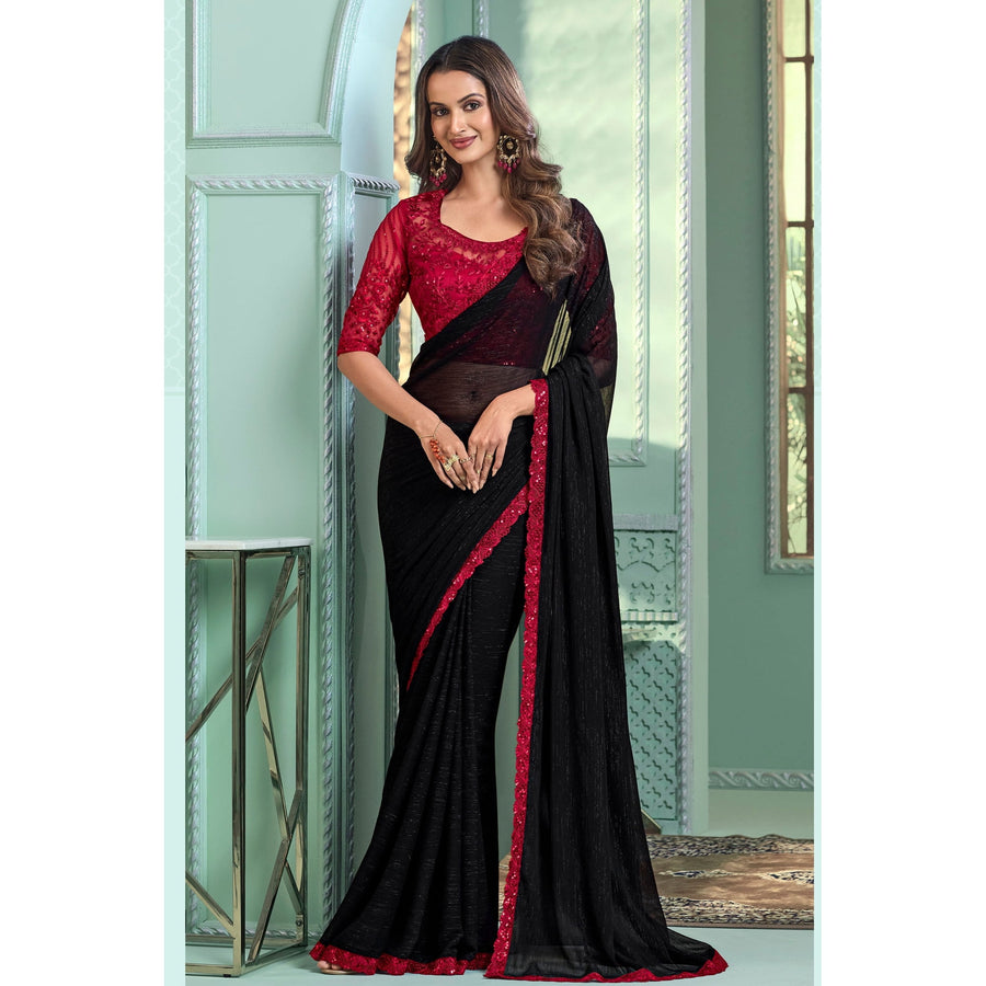Saree Buta Black Chiffon Saree