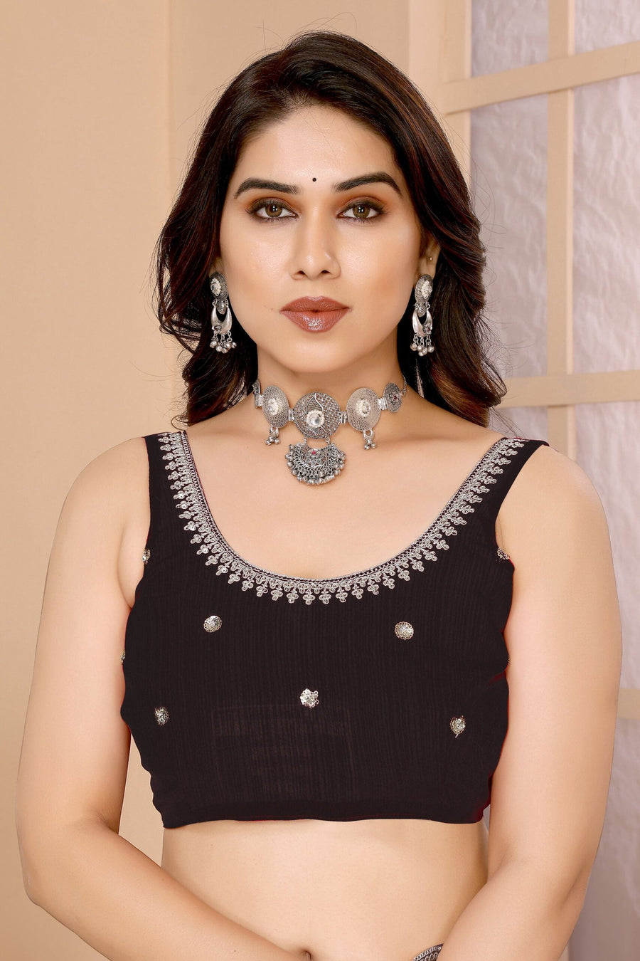 Saree Buta Black Chiffon Embroidered Saree - view 4