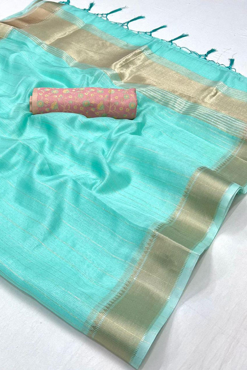 Saree Buta Blue Chiffon Woven Saree - view 3
