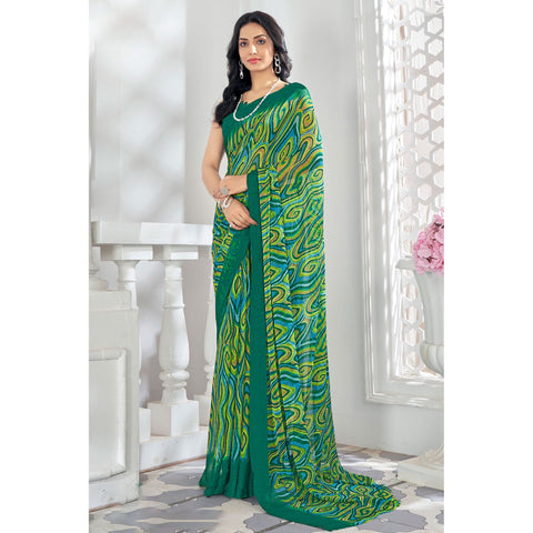 Saree Buta Green Chiffon Saree