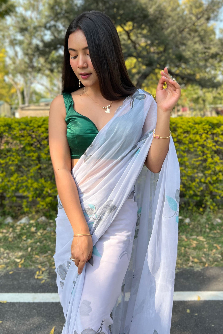 Saree Buta Grey Chiffon Saree - view 3