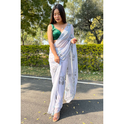 Saree Buta Grey Chiffon Saree