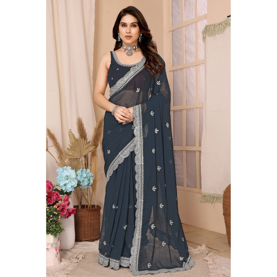 Saree Buta Grey Chiffon Saree