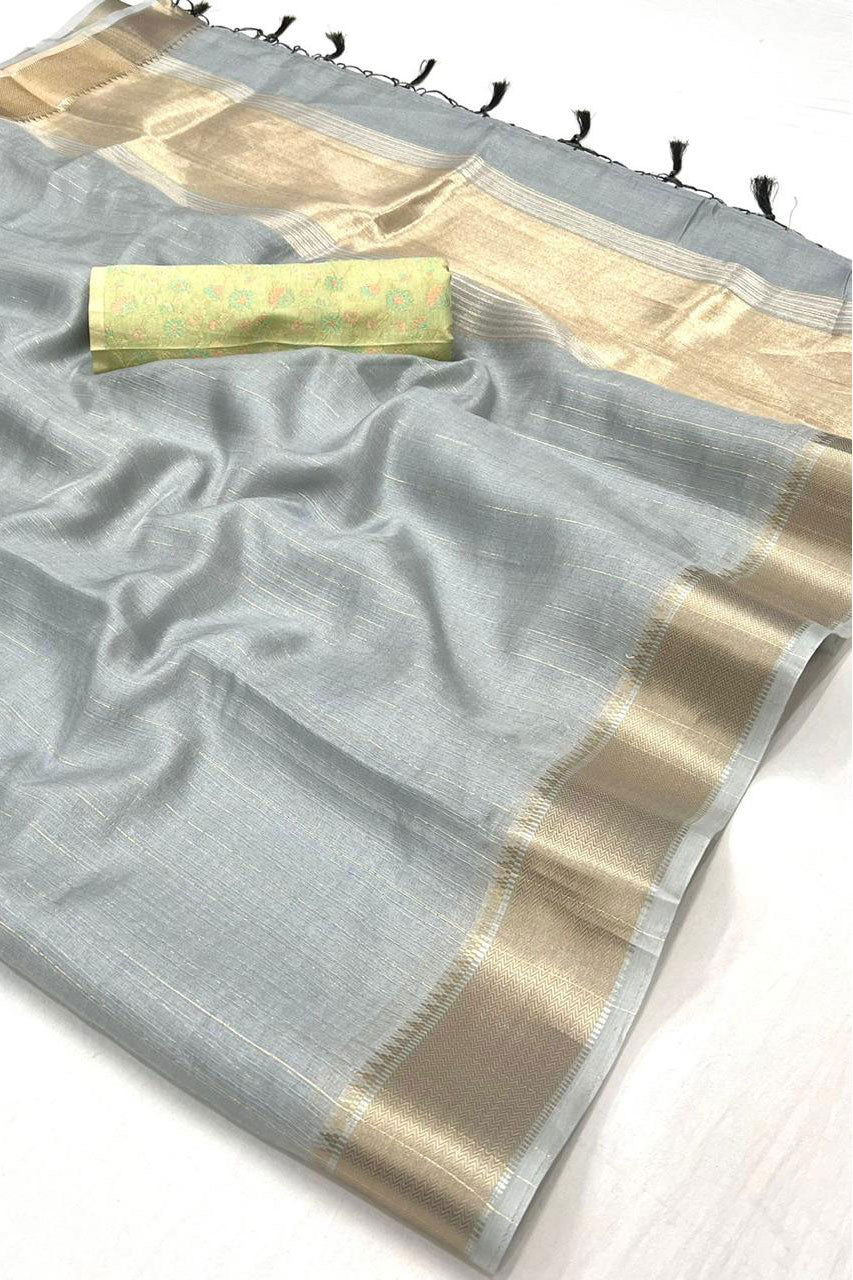 Saree Buta Grey Chiffon Woven Saree - view 4