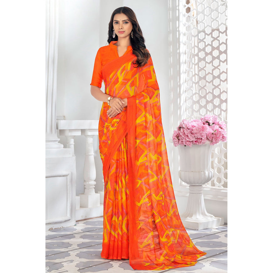 Saree Buta Orange Chiffon Saree