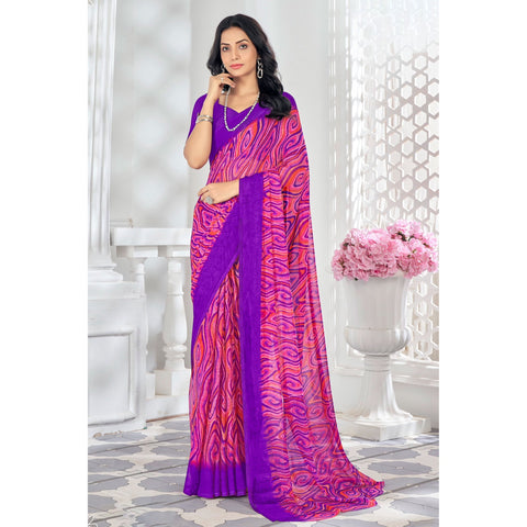 Saree Buta Pink Chiffon Saree