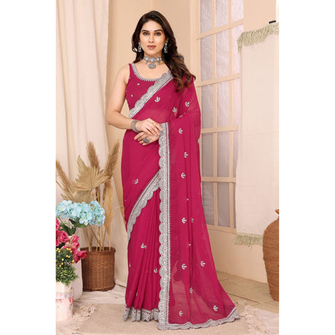Saree Buta Pink Chiffon Saree