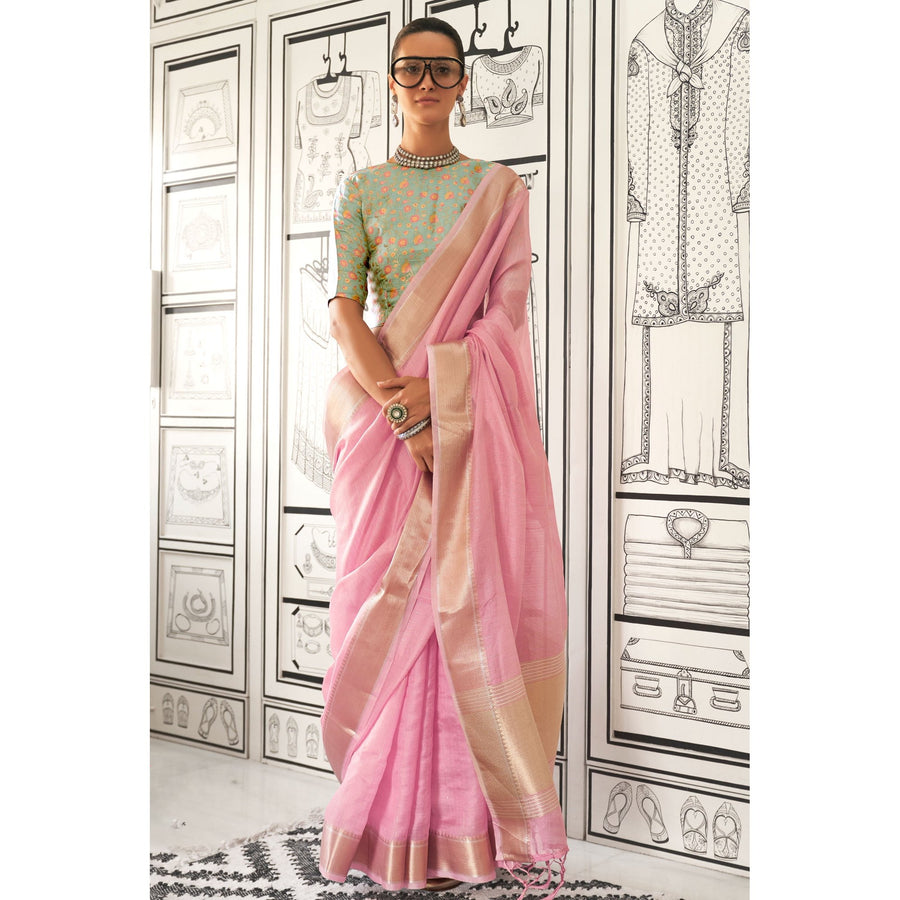 Saree Buta Pink Chiffon Saree