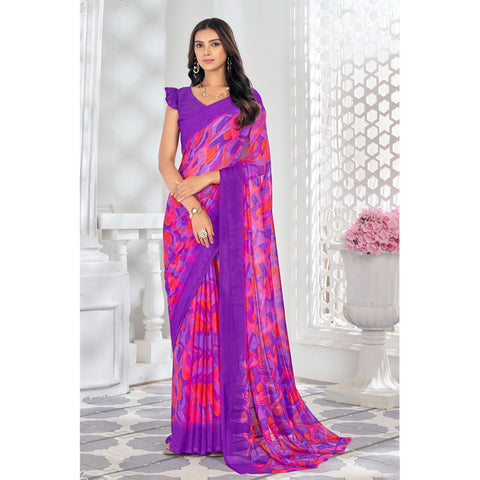 Saree Buta Purple Chiffon Saree