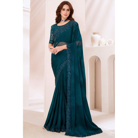 Saree Buta Teal Chiffon Saree