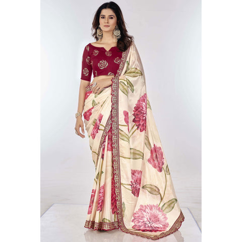Saree Buta White Chiffon Saree