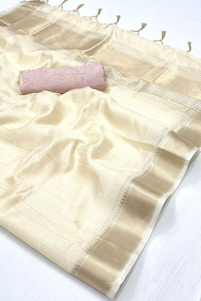 Saree Buta White Chiffon Woven Saree - view 3