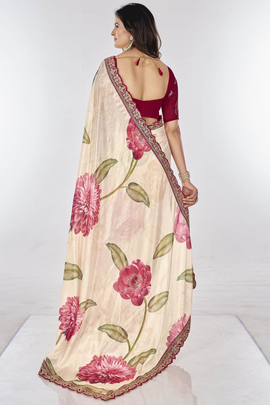 Saree Buta White Chiffon Embroidered Saree - view 4