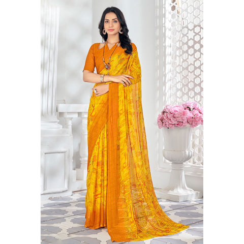 Saree Buta Mustard Chiffon Saree