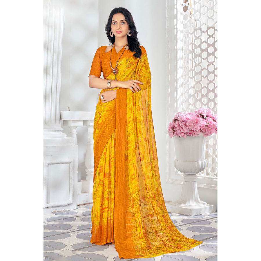 Saree Buta Mustard Chiffon Saree