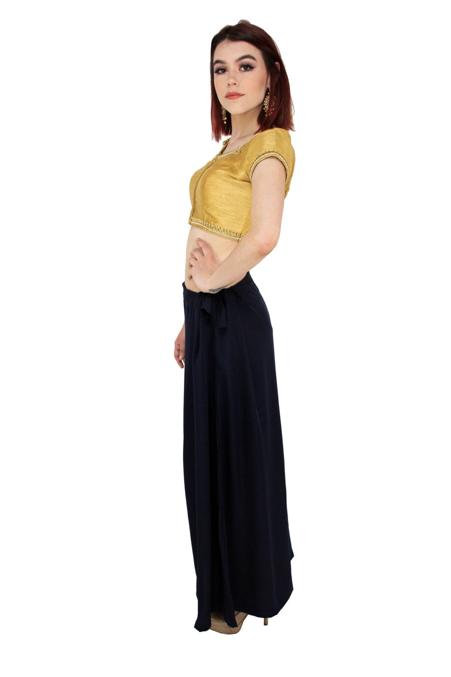 Saris And Things Navy Saree Petticoat - view 3