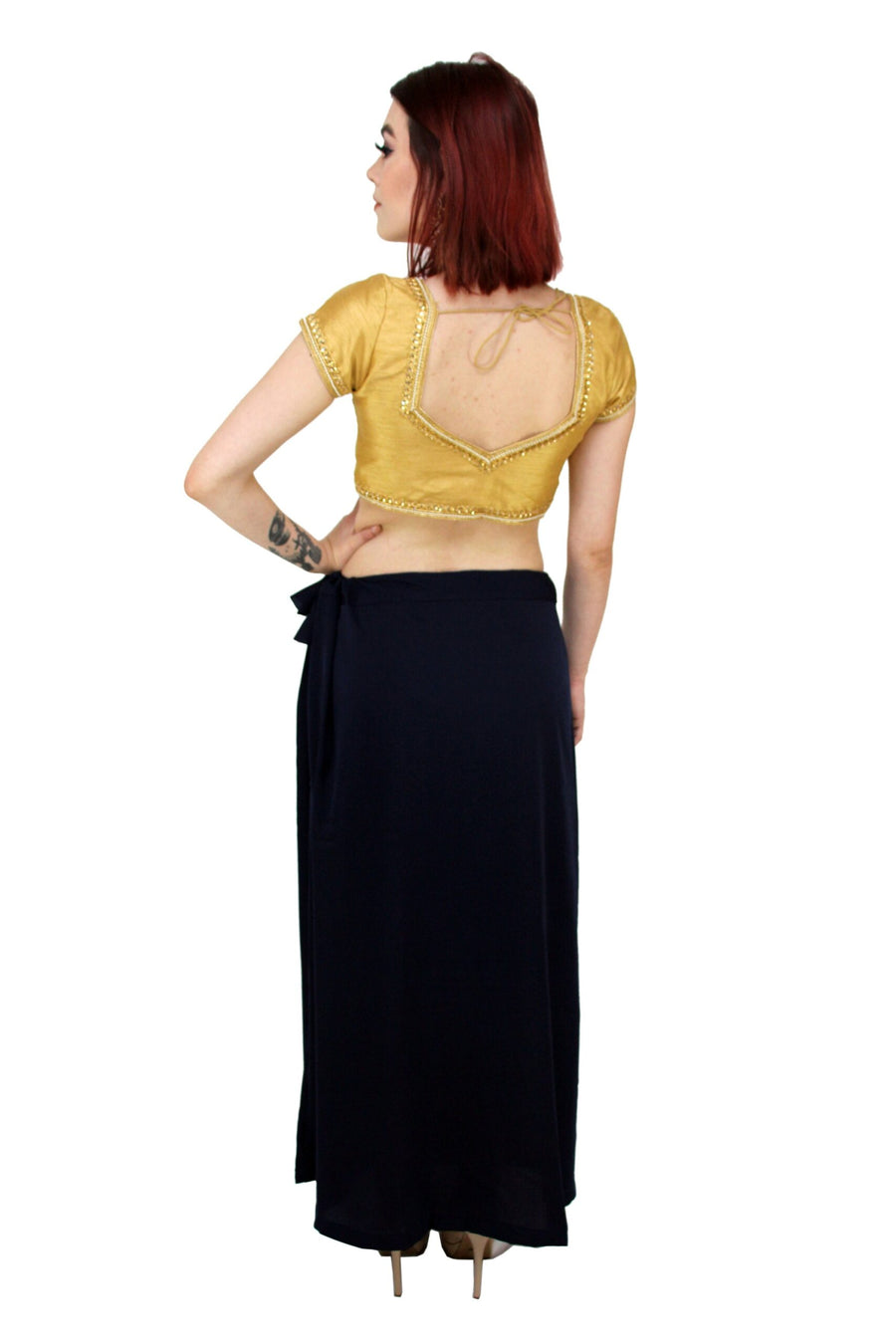Saris And Things Navy Saree Petticoat - view 4
