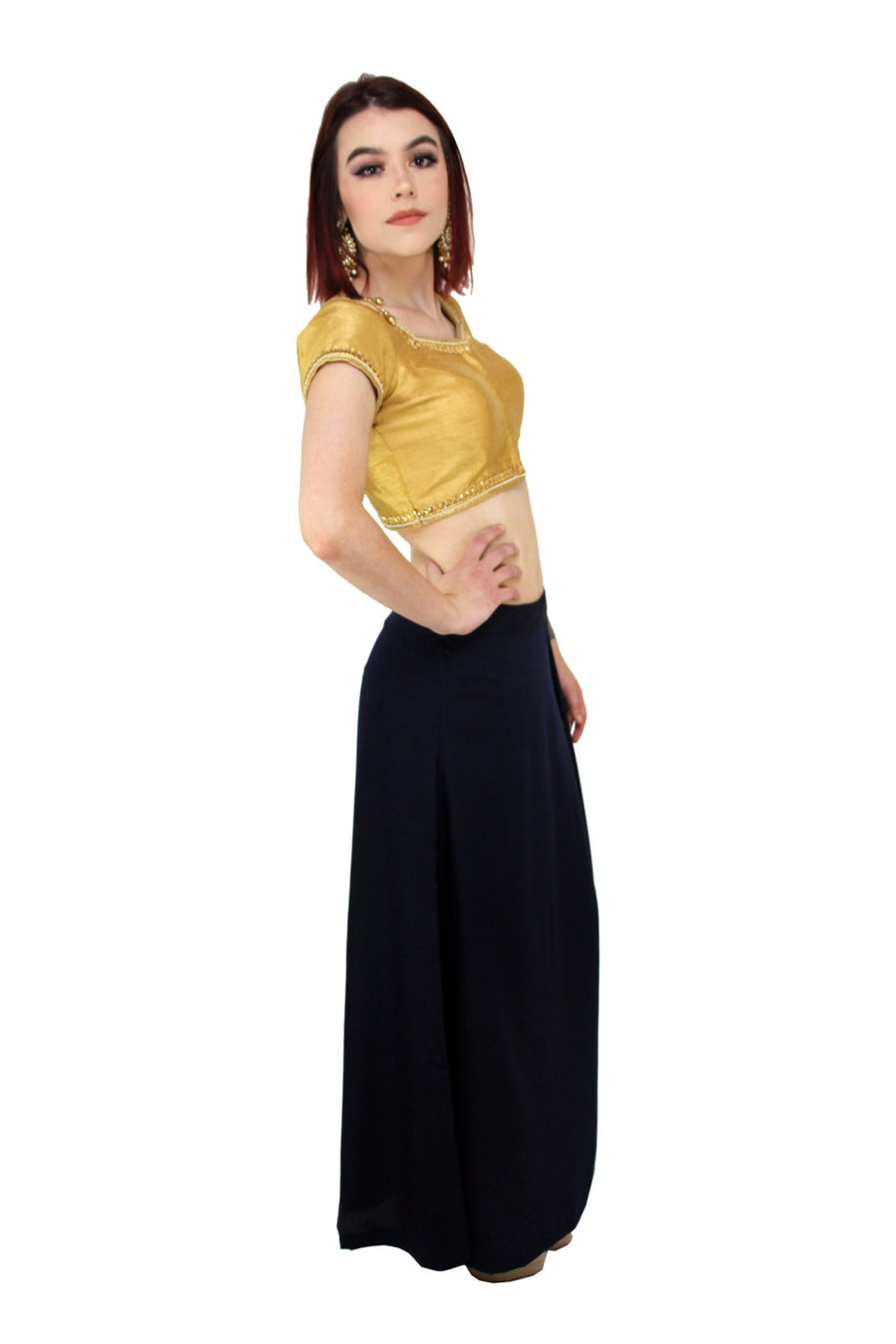 Saris And Things Navy Saree Petticoat - view 5