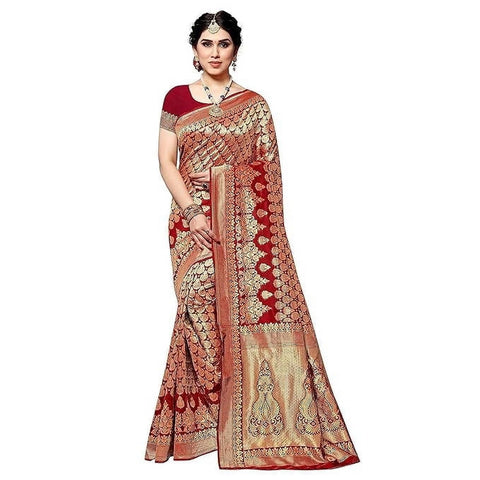Sidhidata Red Silk Saree