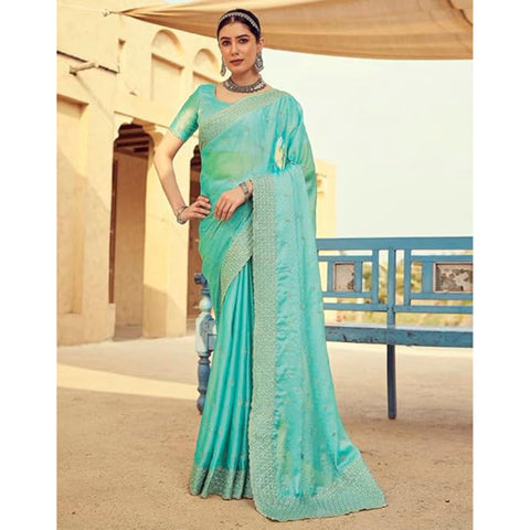 Siril Saree Turquoise Georgette Saree