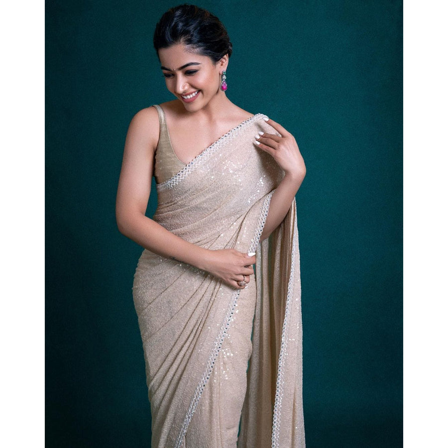 Varman Fashions White Georgette Saree
