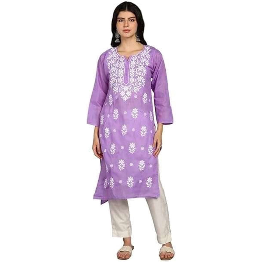 Zariya Chikan Handicrafts Cotton Kurti