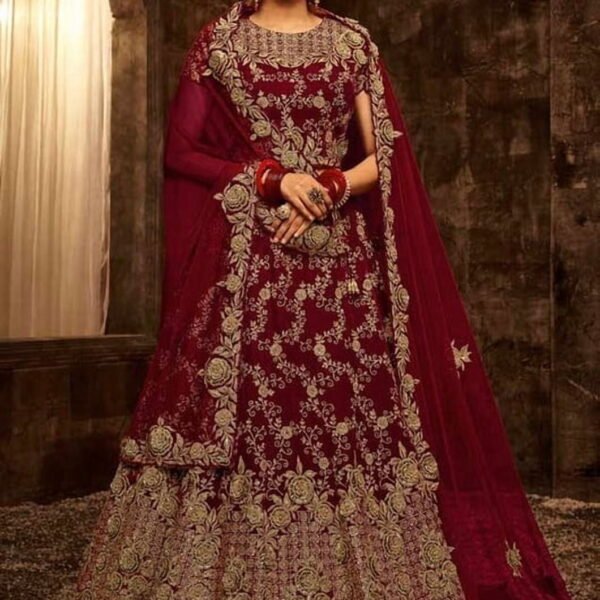 Bridal Lehenga – Maroon Color – Aapnam -Best Bridal Lehenga