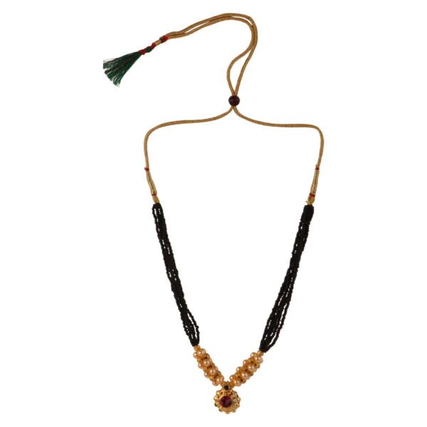 Efulgenz Mangalsutra Indian Jewelry Traditional Black Beaded Pearl Temple Pendant Necklace for Women