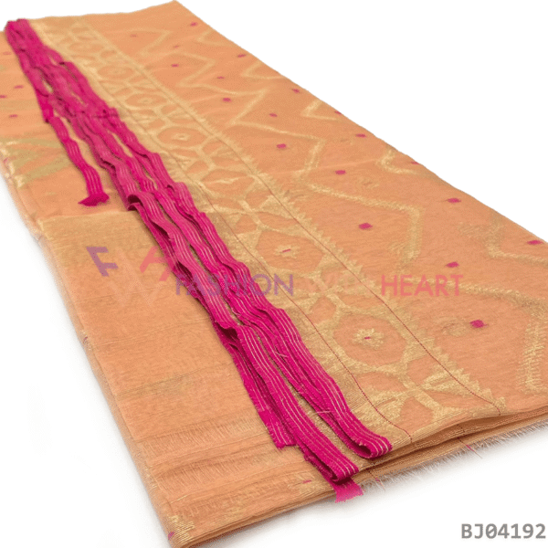 Exclusive original handloom jamdani saree caramel infused with multicolor design