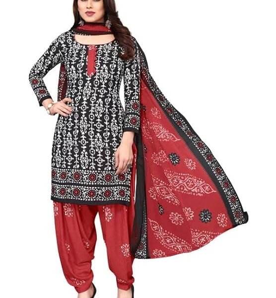 Indian Punjabi Style Crepe Patiala Salwar Suit With Dupatta For Women Ready To wear