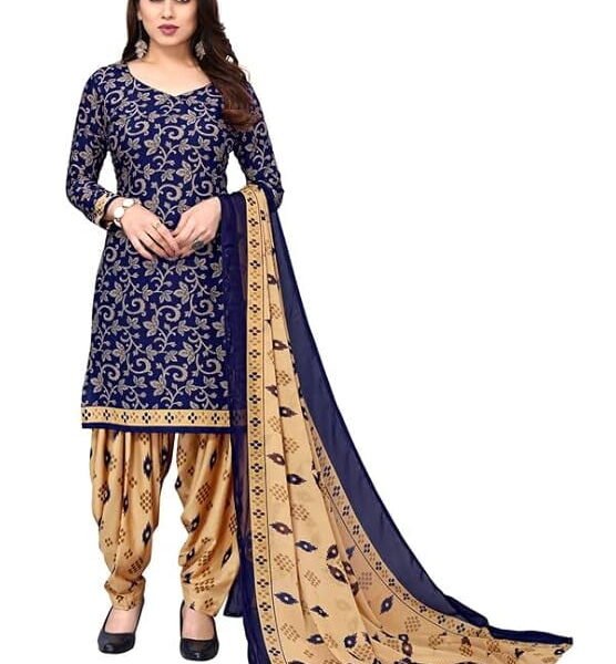 Indian Punjabi Style Crepe Patiala Salwar Suit With Dupatta For Women Ready To wear