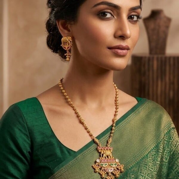 Monta LuxeX Kanaka Divya Temple Necklace Set Gold Plated Traditional Ethnic Jewelry