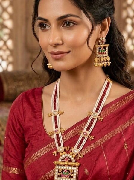 Monta LuxeX Ratna Mandira Temple Necklace Set Traditional Gold Plated Ethnic Jewelry