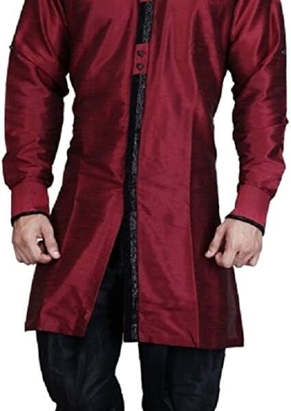 Royal Kurta Men's Silk Blend Jodhpuri Indo Western Sherwani (38, Maroon)