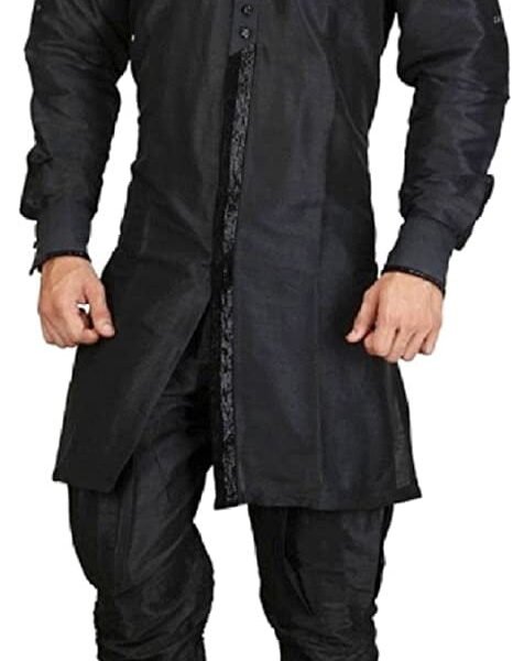 Royal Kurta Men's Silk Blend Jodhpuri Indo Western Sherwani (42, Black)