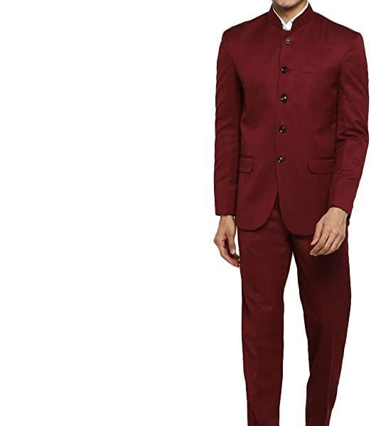 Royal Kurta Mens Viscose Bandhgala Suit (40" Coat 34" Pant, Maroon)
